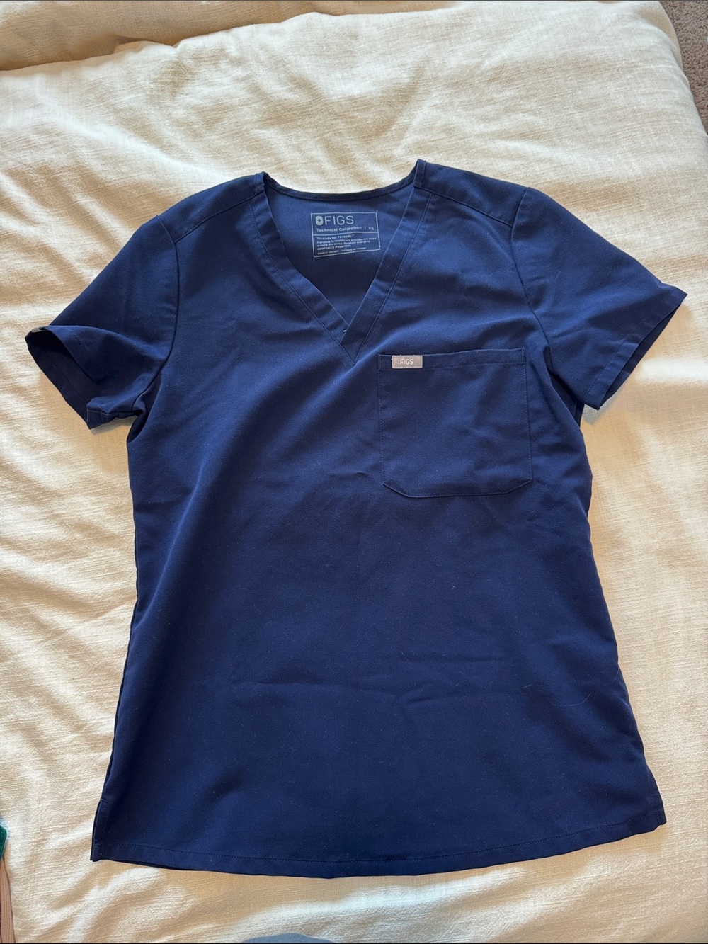 Figs Navy V-Neck Scrub Shirt